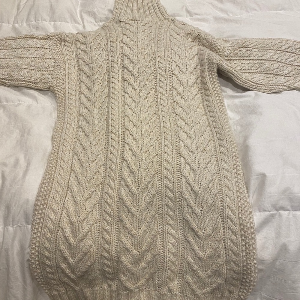 Cream turtle neck sweater dress